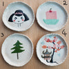 Handmade little ceramic  illustrated  ring dishes inspired by Japan.