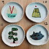 Handmade little ceramic  illustrated  ring dishes inspired by Japan.