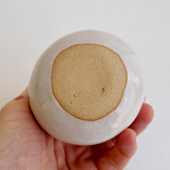 Handmade ceramic round vases in white , gold & black