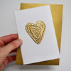 Handmade Gold foil handmade Valentines/ engagement wavy heart card