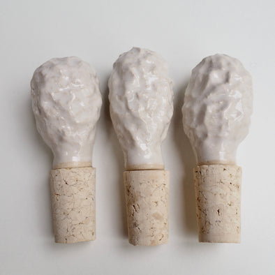 Handmade textural ceramic and cork bottle stopper