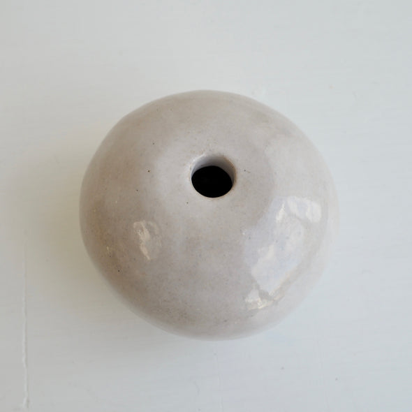 Handmade ceramic round vases in white , gold & black