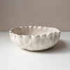 satin white shell textured ceramic bowl