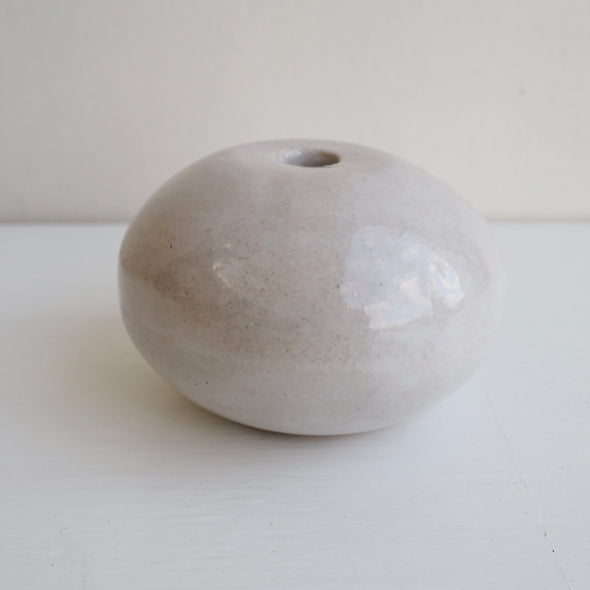 Handmade ceramic round vases in white , gold & black