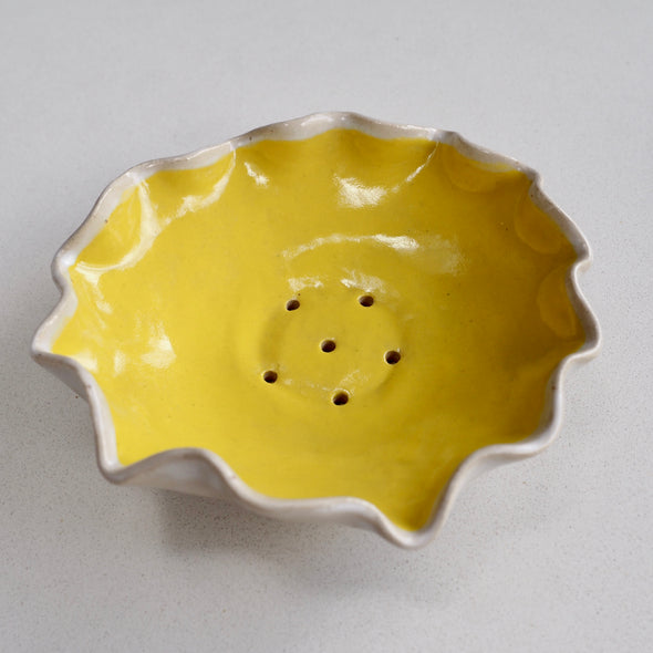 yellow ceramic soap dish