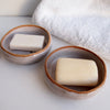 2 oatmeal gloss pottery soap dishes and soap
