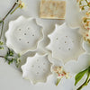 Handmade white gloss curvy curvy edge porcelain  ceramic soap dish