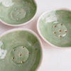 three mini celadon green  pottery soap dish