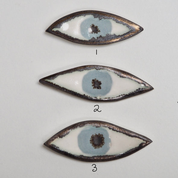 Pale Blue Ceramic eye pin brooch
