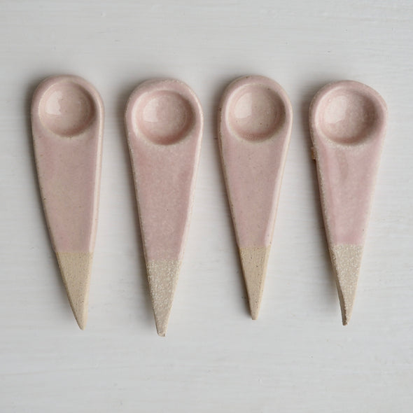 Handmade blush pink pottery spoon