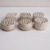 round and square pottery flower holders