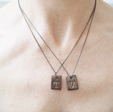 Handmade gold ceramic initial necklaces