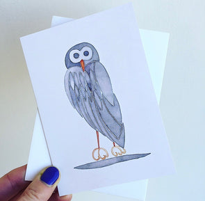 grey owl birthday card