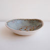 side view mini blue brown ceramic soap dish