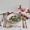 Handmade oatmeal gloss triangle textured dinner bowls
