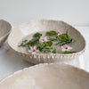 Handmade oatmeal gloss triangle textured dinner bowls
