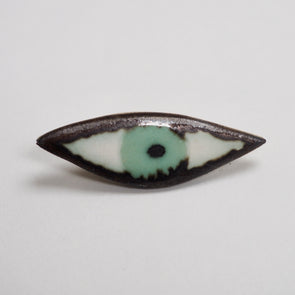 turquoise ceramic eye pin badge