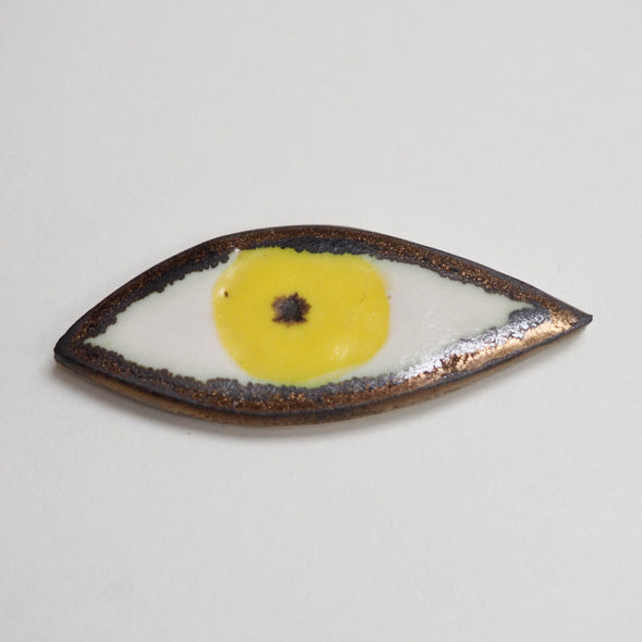 yellow  ceramic eye pin badge