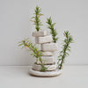 Handmade white satin/gloss  pottery flower arrangement vase frog