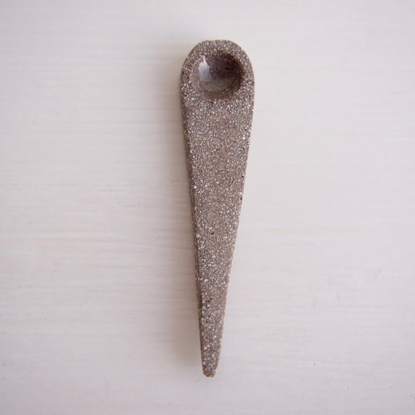 Handmade mini grey ceramic salt or spice spoon