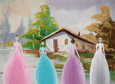 Ghost girls in pastel gowns giclee print