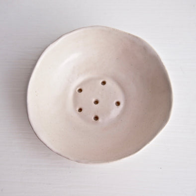 Handmade mini white ceramic soap dish