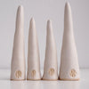 White satin handmade ceramic ring cones