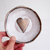 Handmade gold heart ceramic ring dish