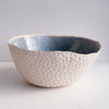 Handmade large powder blue and white ceramic fruit bowl