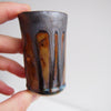 Handmade mini brown blue metallic ceramic vase