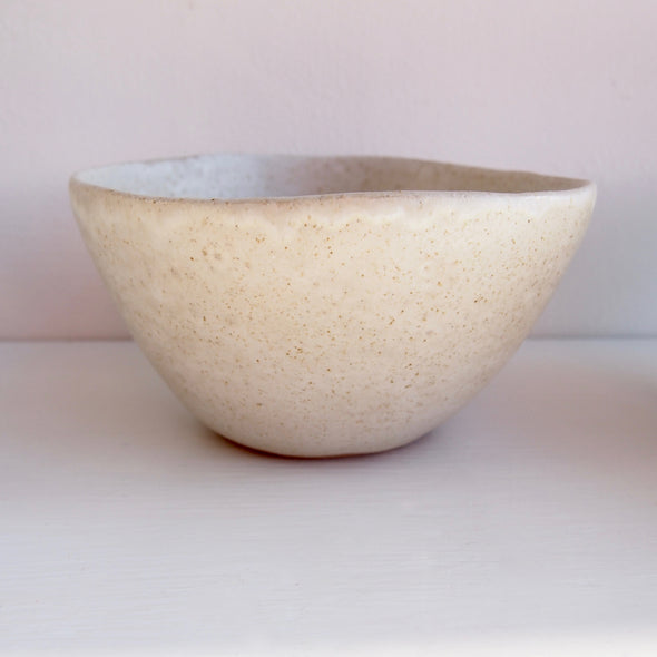 Handmade oatmeal speckled  pottery cereal bowl