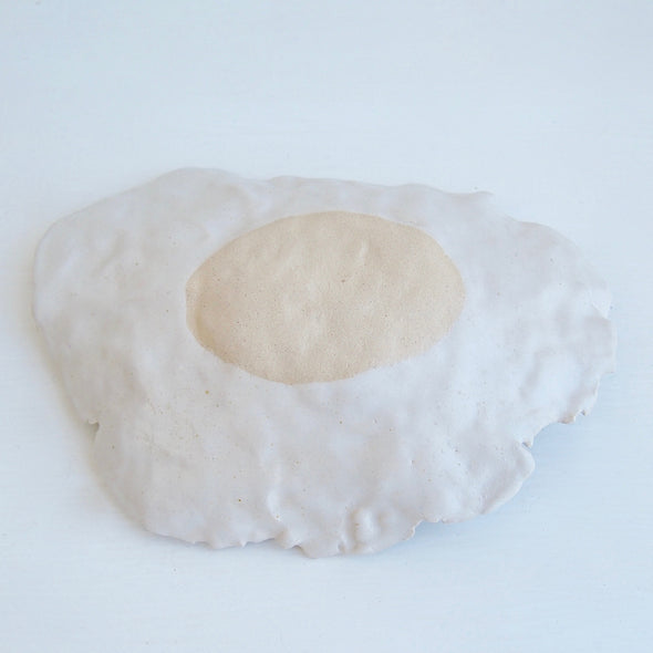 Handmade organic white ceramic shell ring dish