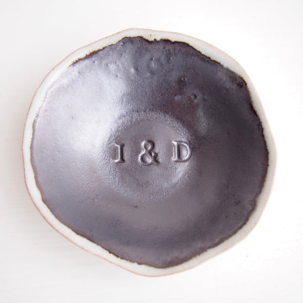 Personalised ceramic wedding initials  ring dish