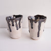 Handmade drippy white and metallic vases