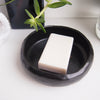 Handmade black satin ceramic soap dish
