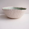 Handmade turquoise and white ceramic fruit bowl