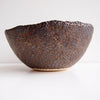 Handmade orange turquoise and gold ceramic fruit bowl