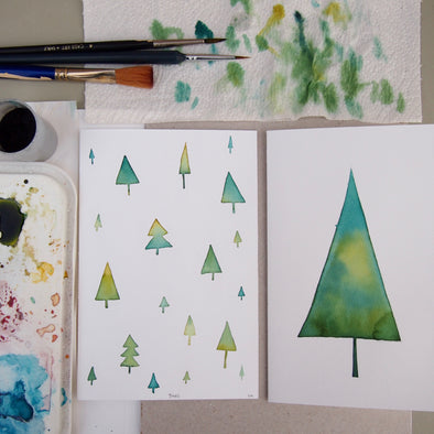 Hand painted Christmas card for Peter