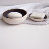 Small and large grey soap dishes
