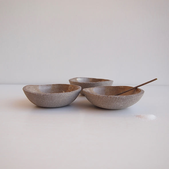 Handmade grey textural ceramic salt and pepper bowl