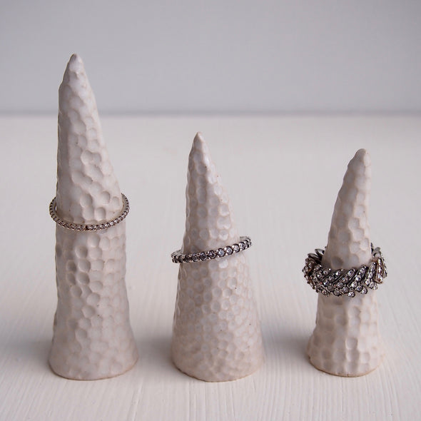three white ring cones ceramic