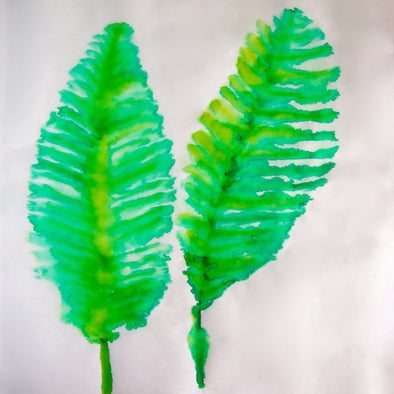 Abstract watercolour fern leaf painting on japanese paper at Kabinshop 