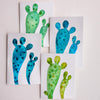 Green and blue handmade personalised watercolour cactus cards.