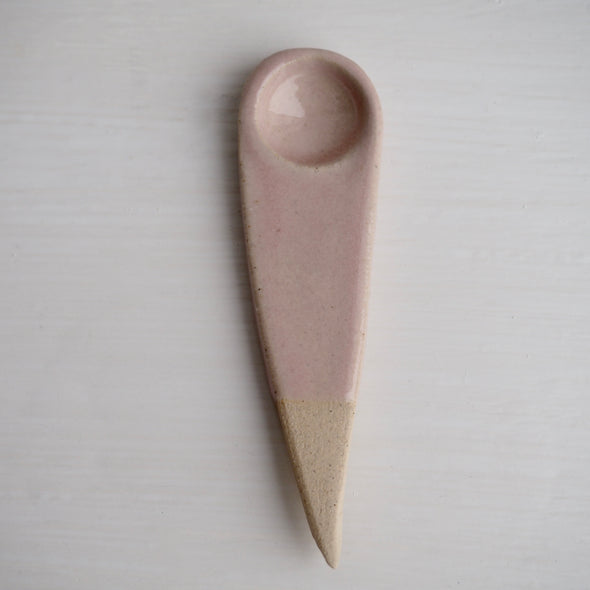 Handmade blush pink pottery spoon