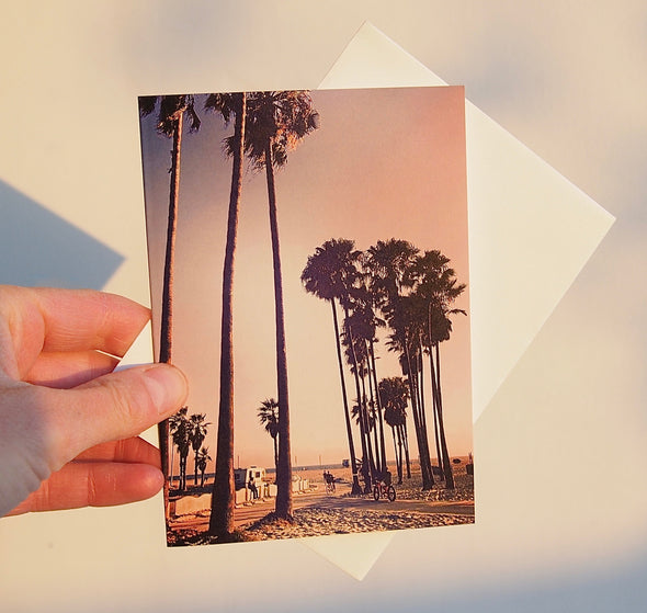 sunset on venice beach california card