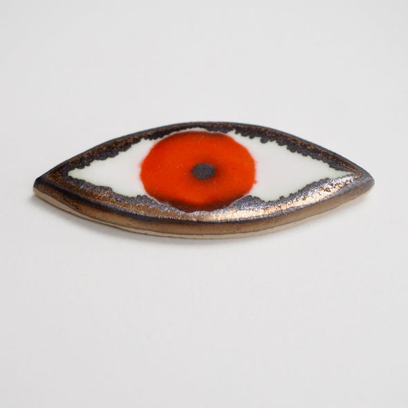 Orange Ceramic eye pin brooch