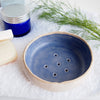 Cornflower blue ceramic soap dish