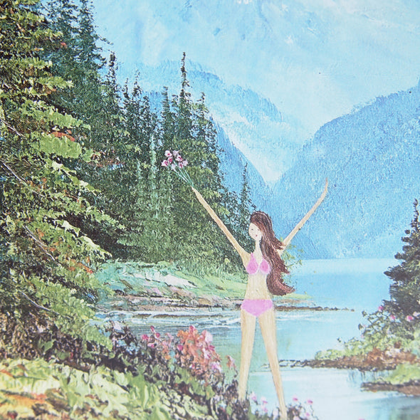 girl in the mountains in bikini painting.
