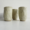 Handmade mini satin oatmeal dotty pottery vases