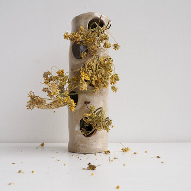 Handmade pottery dried flowers vase with holes